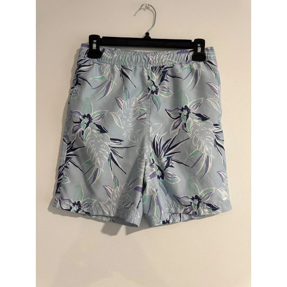 O'Rageous Floral Swim Trunks Boys Large Light Blue‎ Tropical Print shorts summer